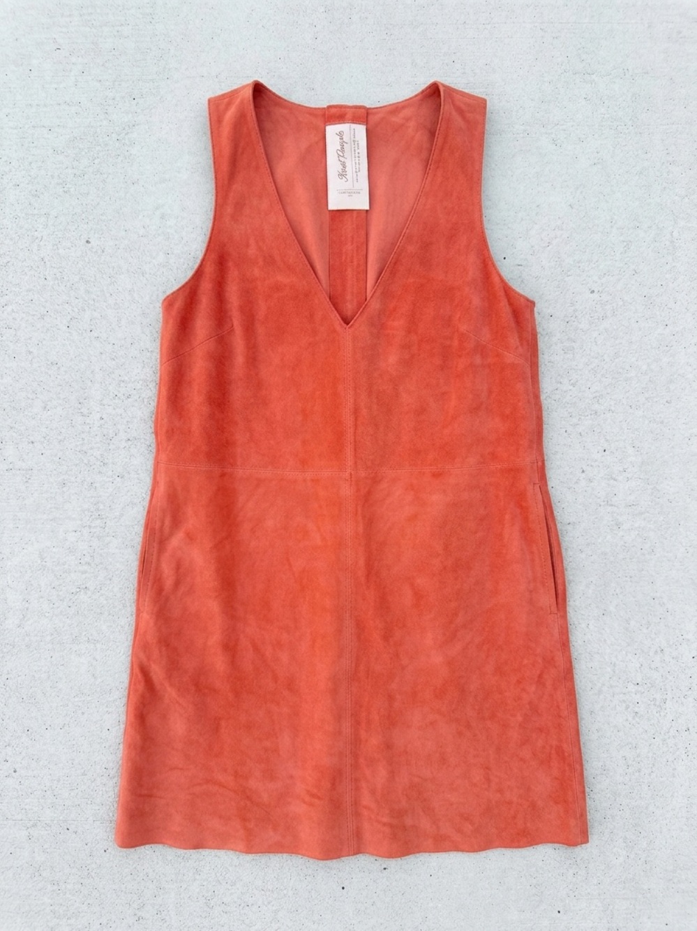 Free People Retro Love Rust Orange Suede Mini Dress Size S